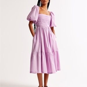 The A&F Emerson Poplin Puff Sleeve Midi Dress